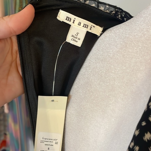[miami] Black/Tan Ruffle Mini Dress - Size Small NWT - Picture 5 of 5